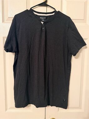 Kenneth Cole Black Short Sleeve Henley Shirt